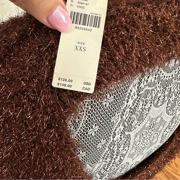 Anthropologie Maeve Brown Y2K Eyelash Knit Sweater, Size XXS - Picture 7 of 10